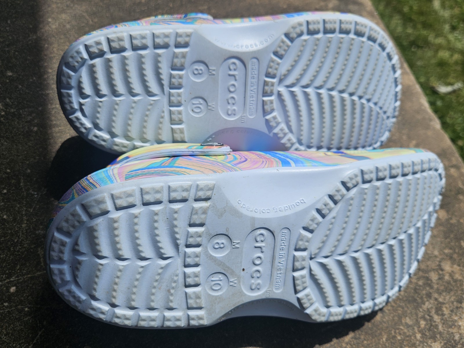 Crocs Baya Lined Printed Clogs – Marbled Swirl Multi-Color (Men 8 / Women 10)