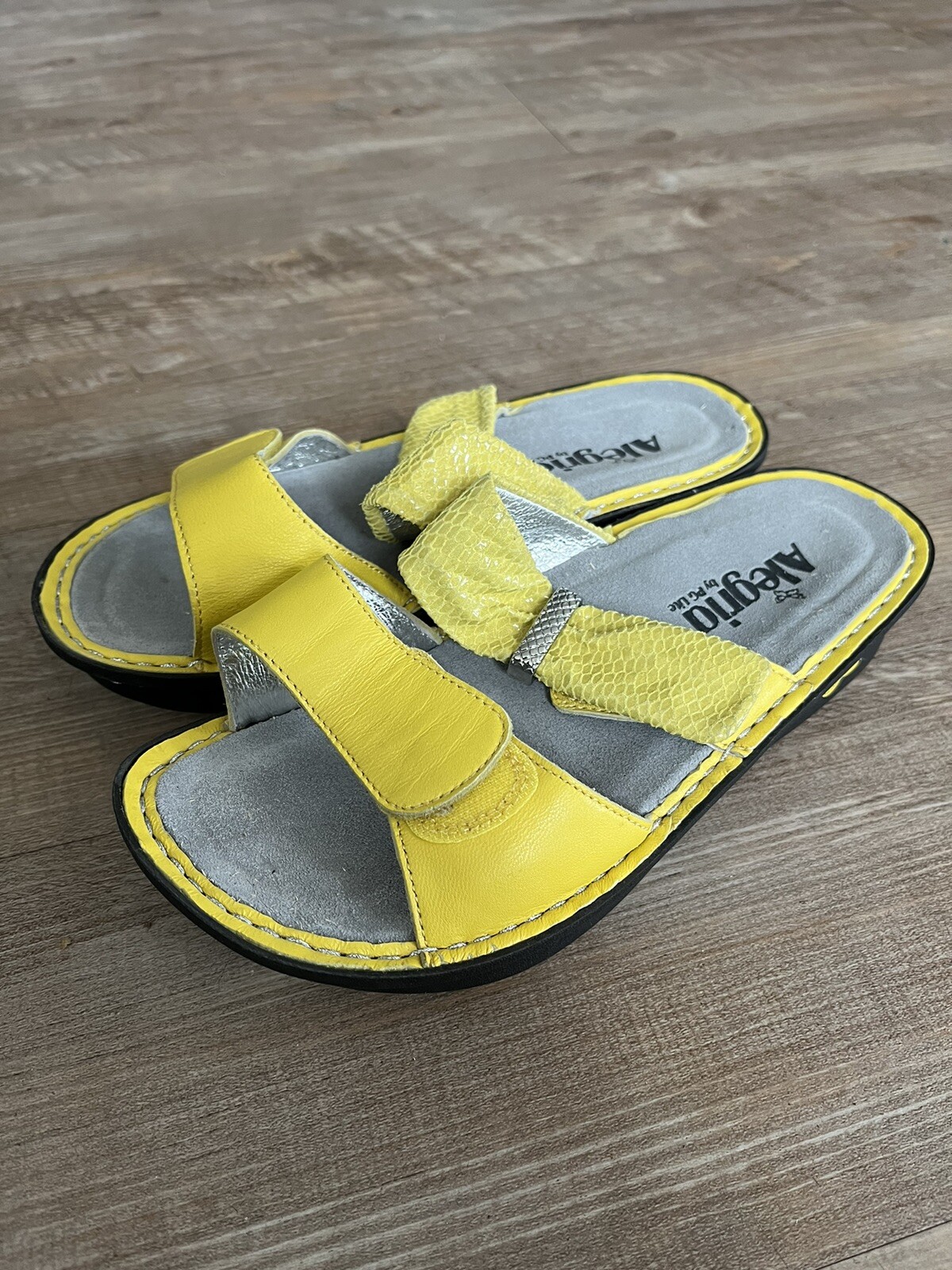 Alegria US 6 – 6.5 EU 36 Karmen Sandals Yellow Leather Slide Clogs Slip On