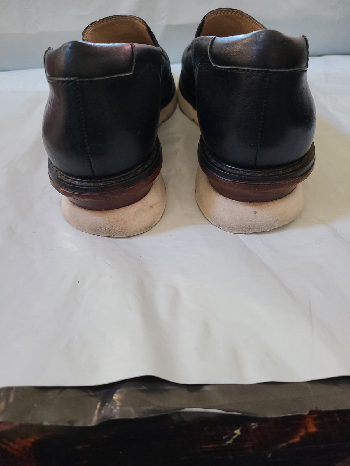 Issey Miyake Leather Slip-On Loafers W/Wood Inset AJ302 24.0 cm Women’s 7.5
