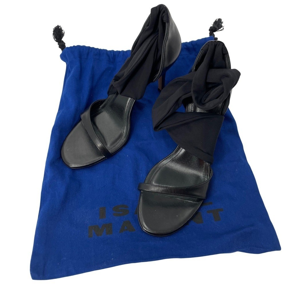 Isabel Marant Ankle Wrap Sandals EU 39 Black Excellent Leather Strappy Heels