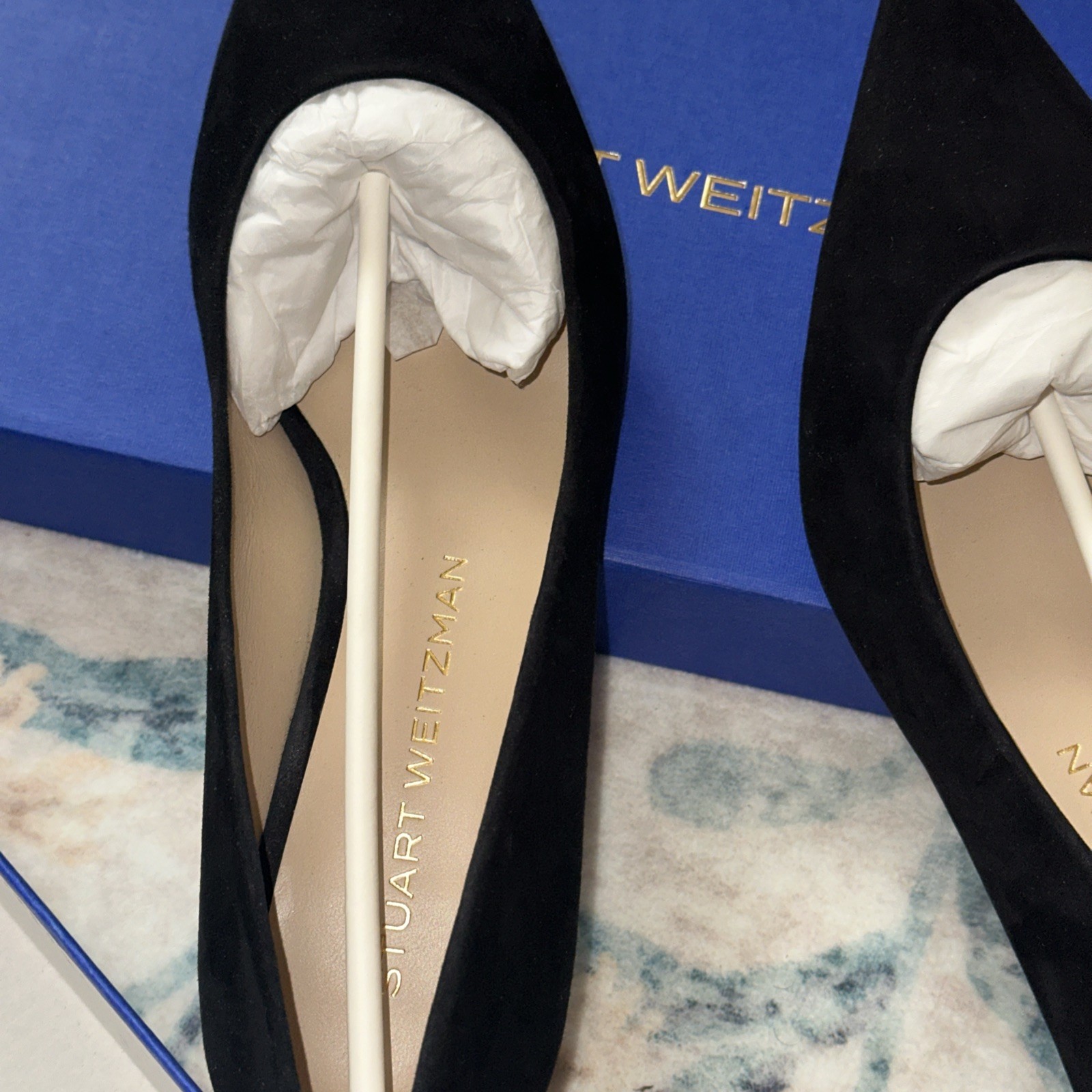 Stuart Weitzman Stuart Power 50 BLACK SIZE 7.5 B SUE-Suede