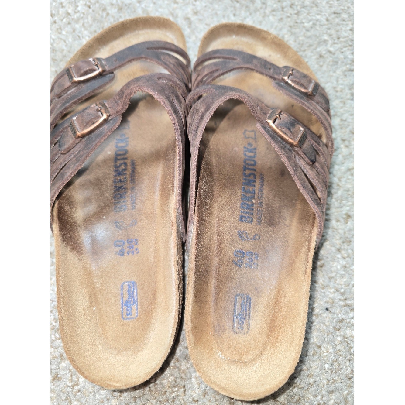 Birkenstock Granada Women’s Oiled Brown Leather Strap Buckle Sandals Size 9