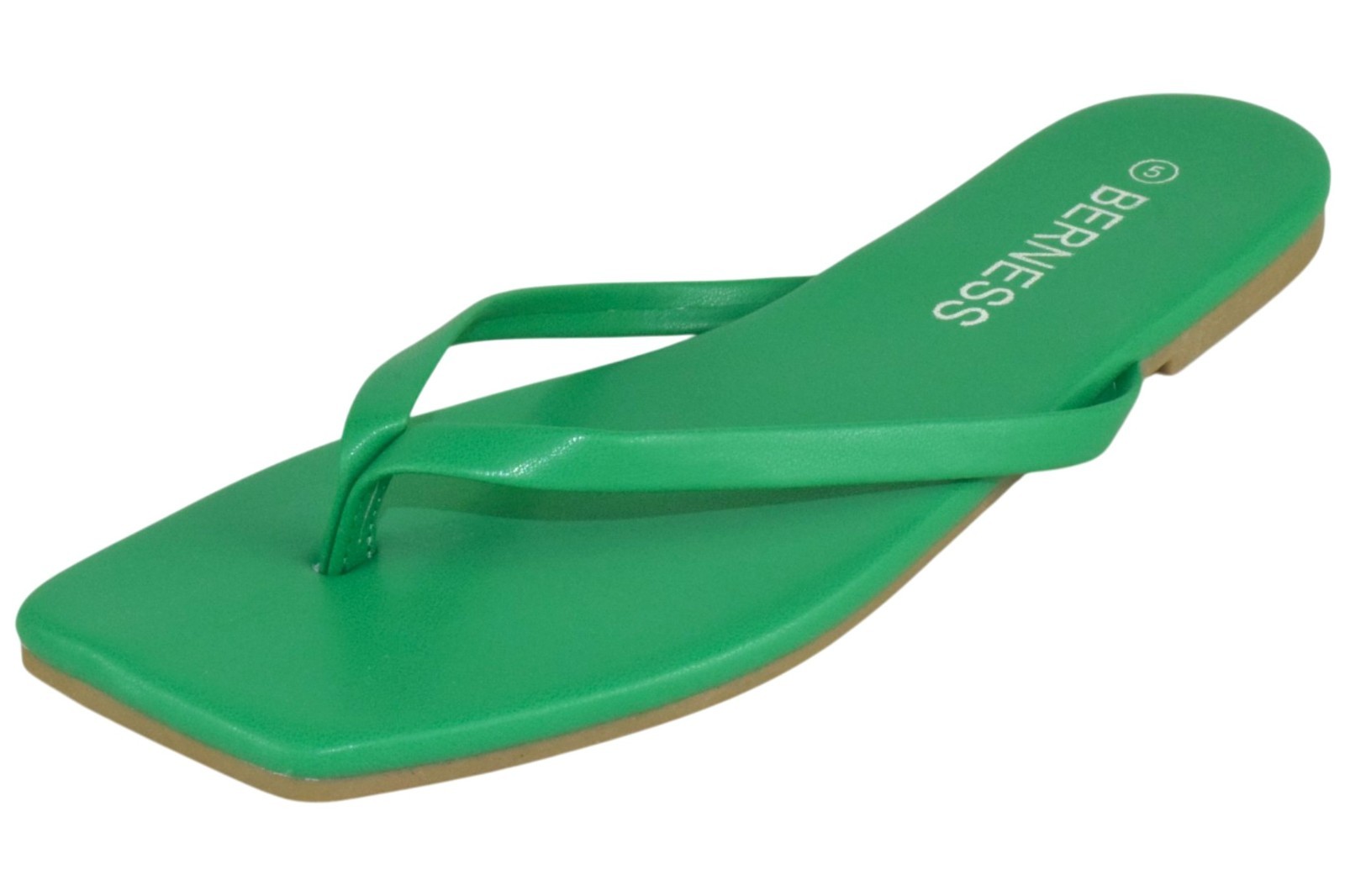 Berness Women Flip Flop Sandals Square Thong Slides Cushioned Flat JAYLA Green