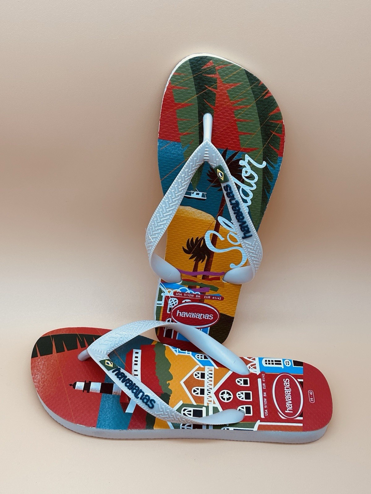 Havaianas Women’s/Men’s Top Postcard Salvador -Rubber Flip Flops-New – USA 9/10