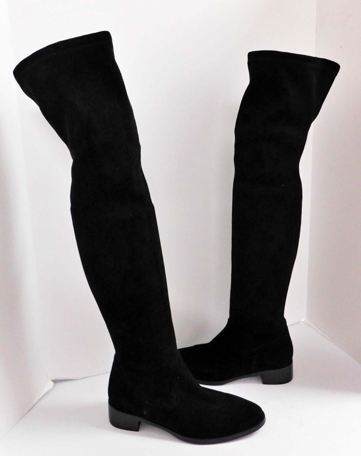 Parallele Black Nubuck Suede Leather Over The Knee High Boots 9.5