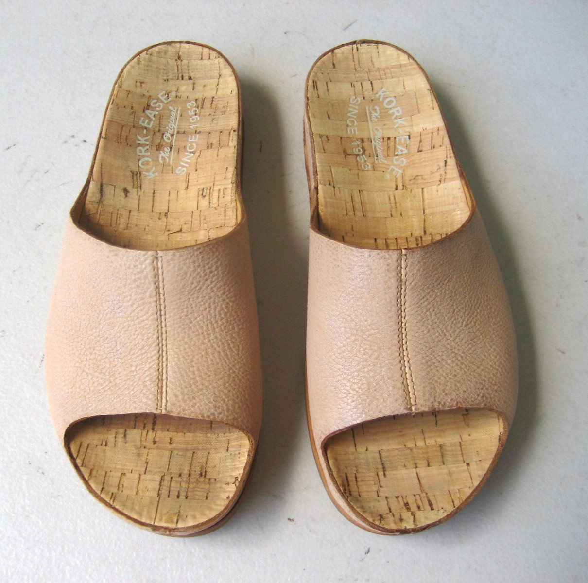 Kork Ease Tutsi Beige Leather Slip On Sandals Slides Women’s Size 7 M EXCELLENT