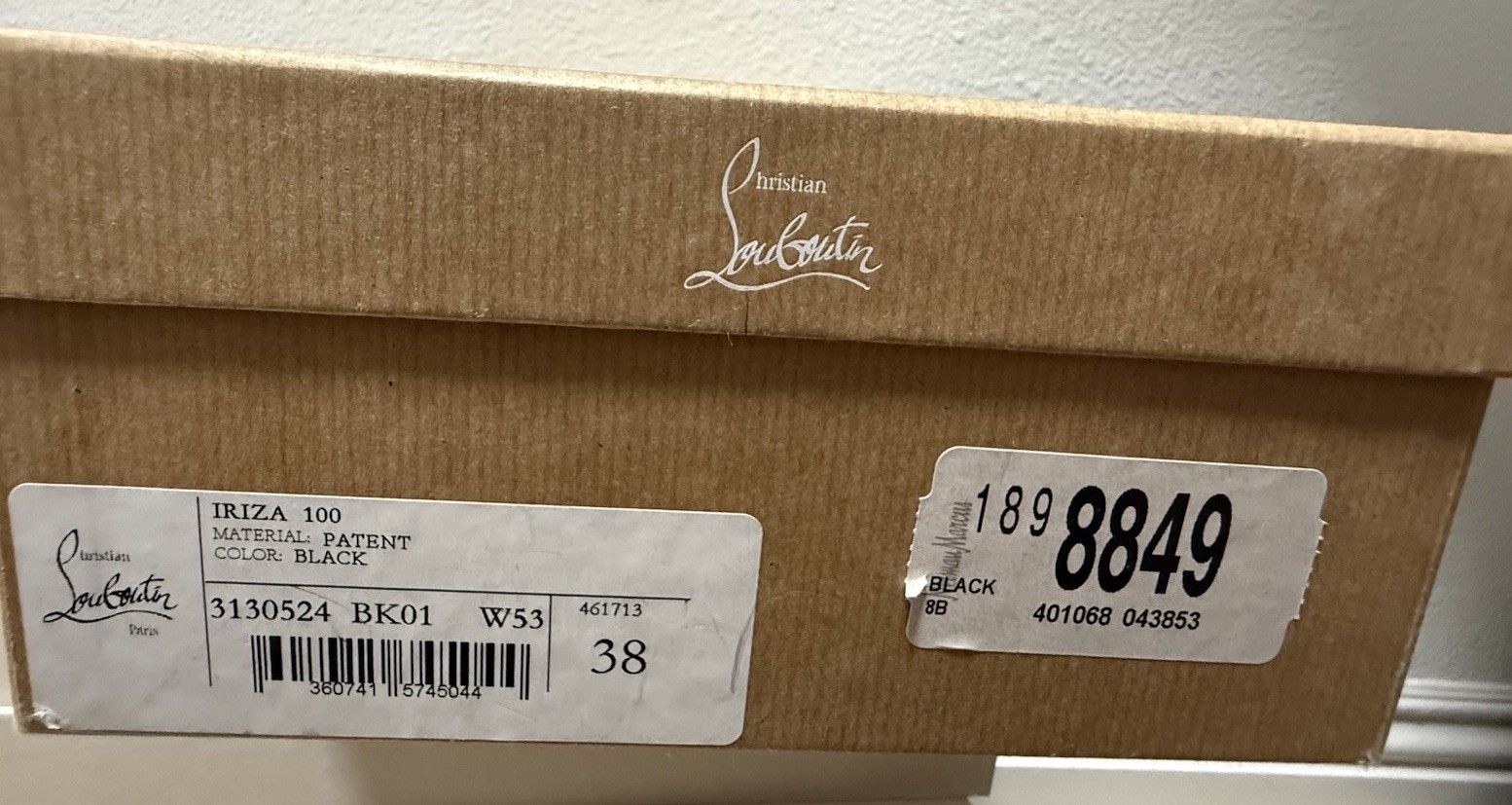 New Christian Louboutin Iriza 100 Patent Leather Pumps Black EU 38 US 8