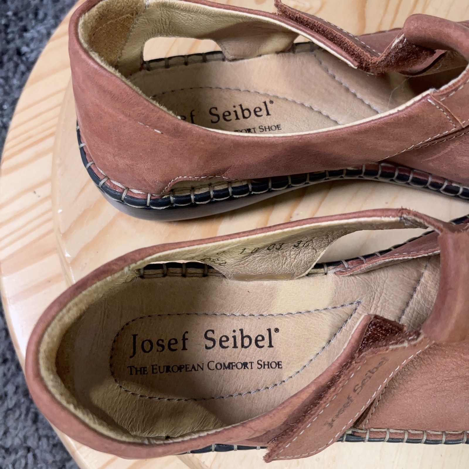 Josef Seibel Fisherman Sandals Womens Size 9.5 Brown Leather Hand Sewn Shoes