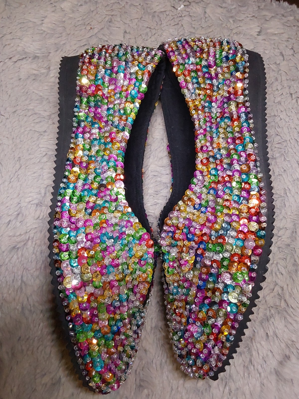 Vintage 90’s Rainbow Sequined Indonesia Made Ballet Flats Womens 36/5.5 US