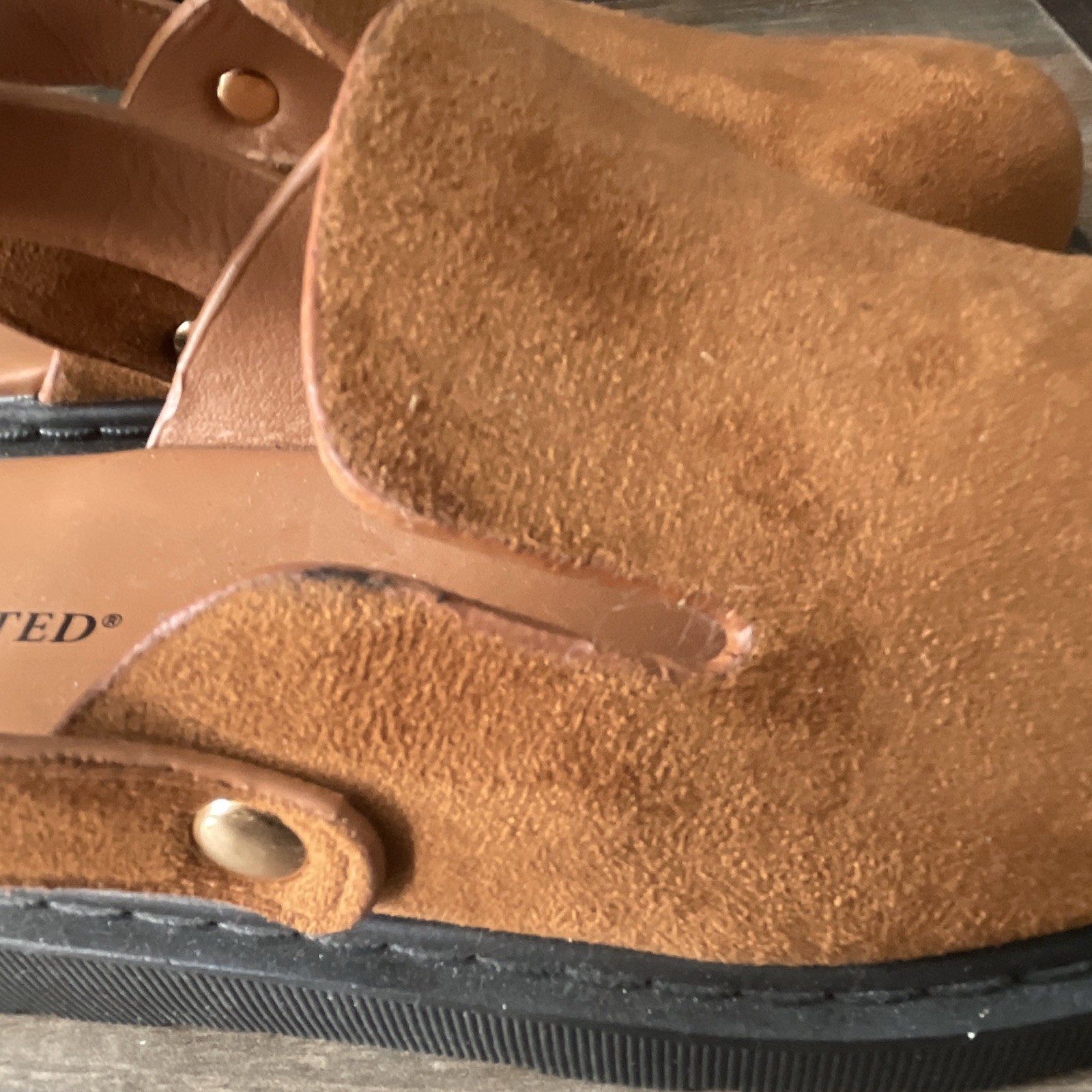 Wanted Brown Slingback Flat Sandals Adjustable Strap Buckle Textile US 7