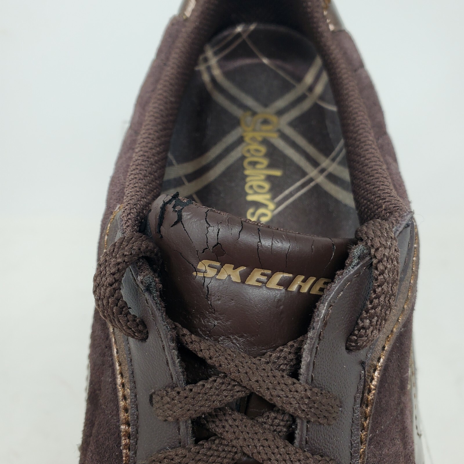 SKECHERS Womens SHOES Sz 7 Athletic Stretch leather Synthetic 21853 Brown