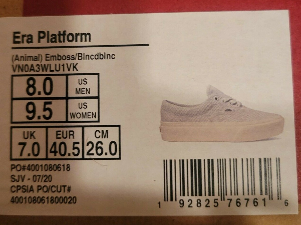 Vans Era Platform (Animal) Emboss Size: 9.5 Women/ Size: 8 Men/ 9.5 Women