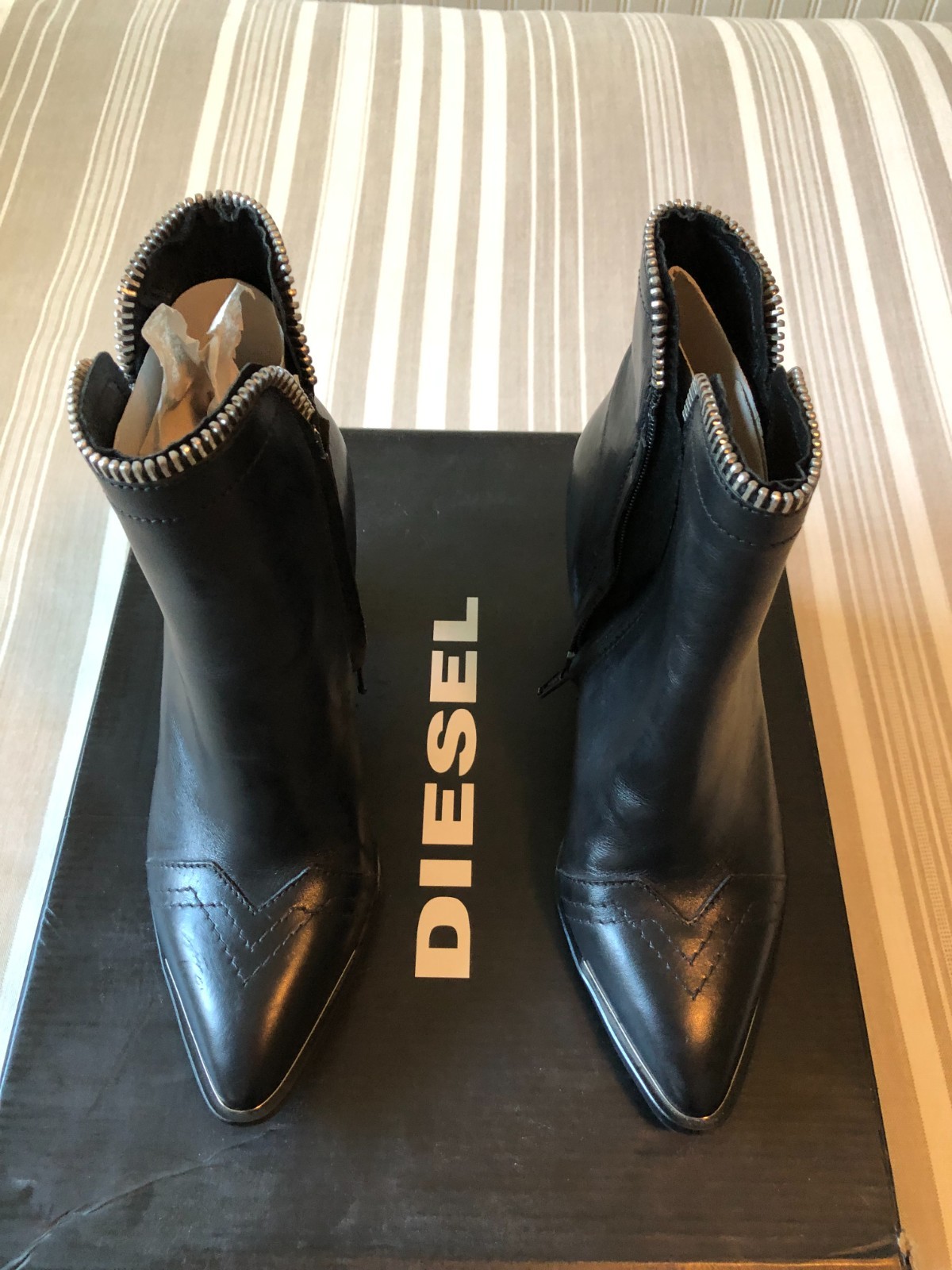 Diesel 2 Pair Womens zip boots & open toe heeled studded leather eu36 NICE 6