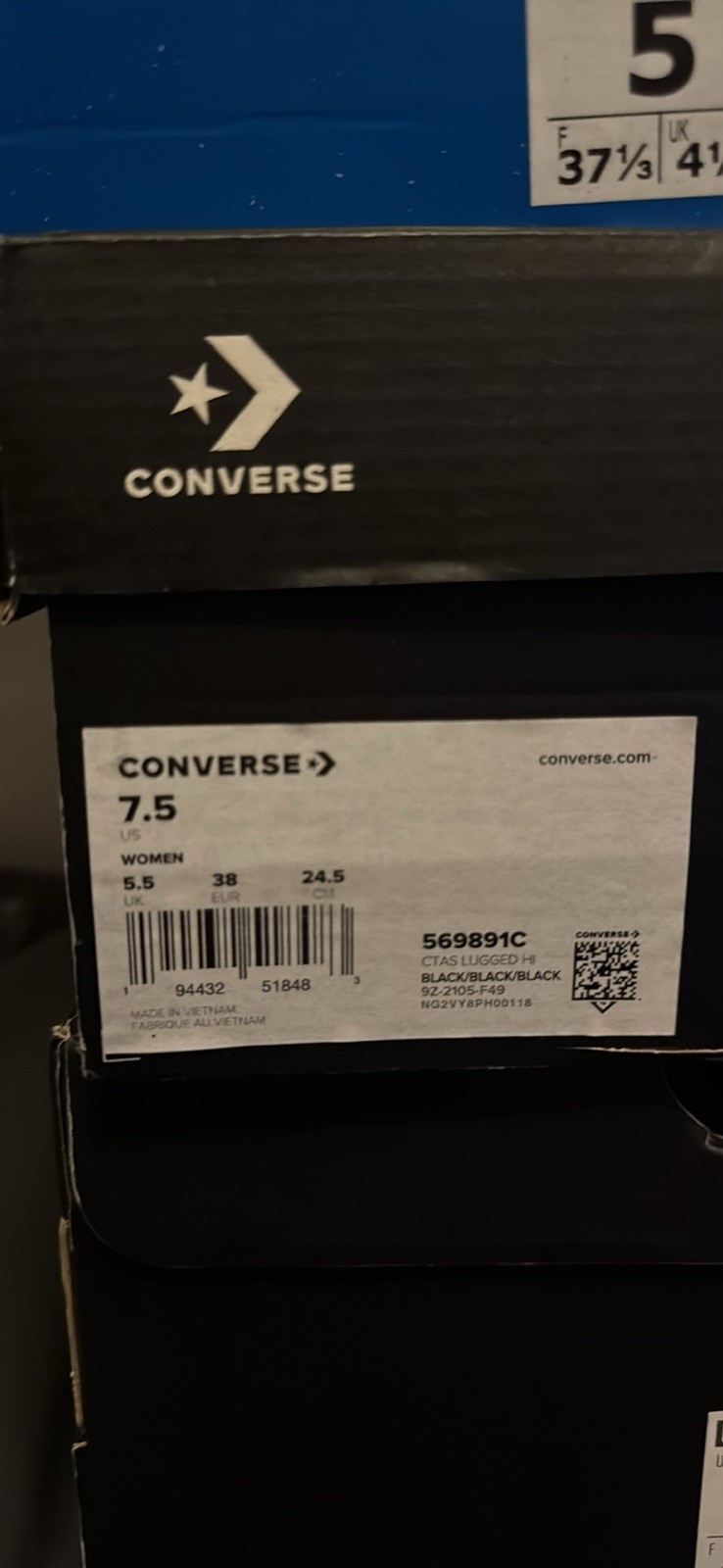 Converse Chuck’s Taylor All-Star : Lugged Hill Hightop (Triple Black ) Size 7.5