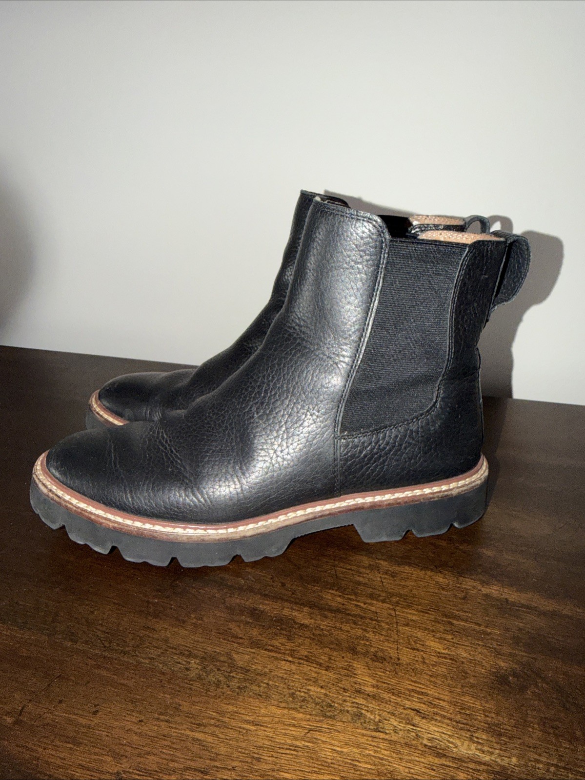 Madewell The Citywalk Lugsole Chelsea Boot in Leather True Black Size 8.5 EUC
