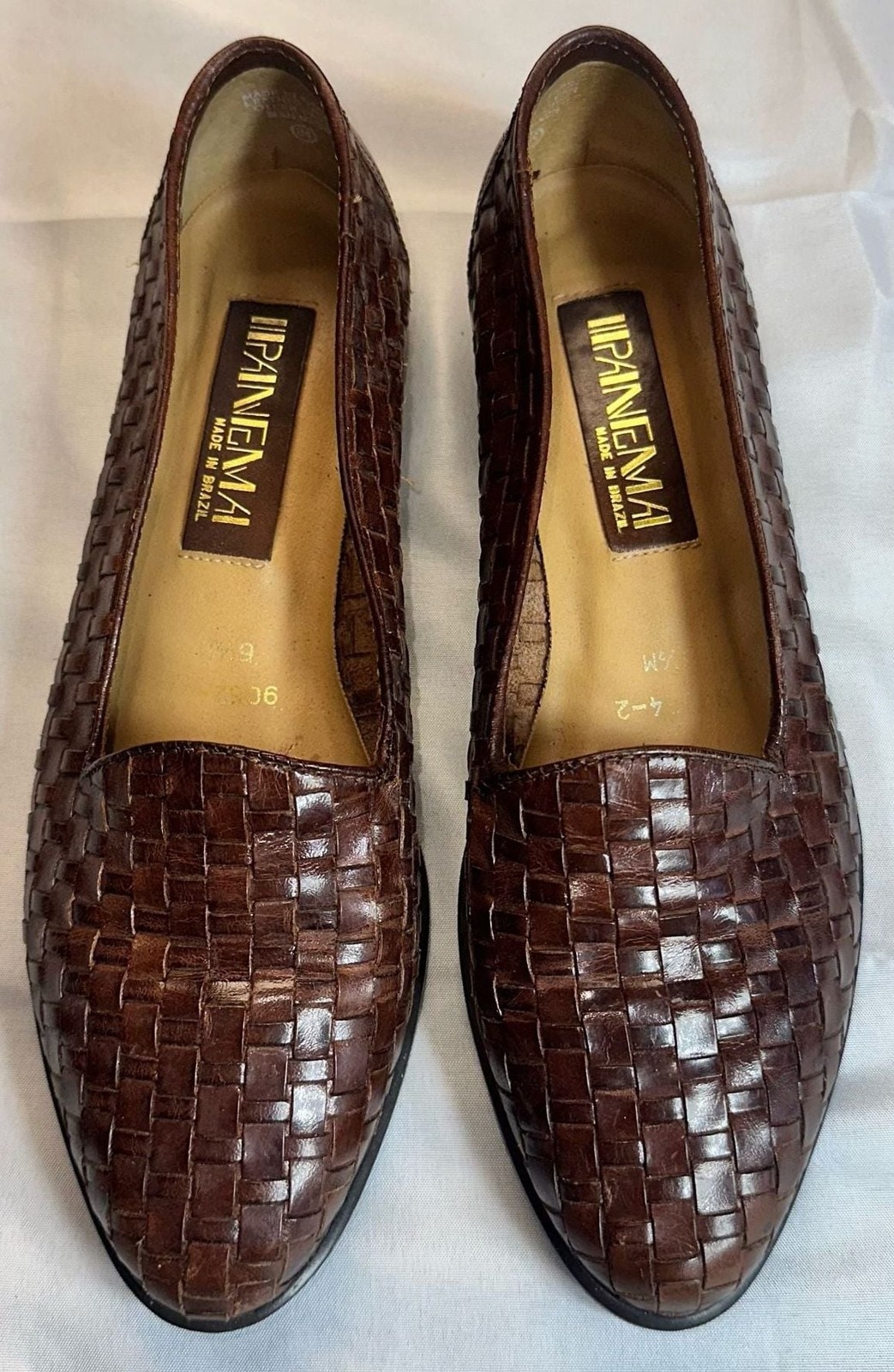 Vintage Ipanema Brown Woven Brazil Leather Slip-On Loafer Flats 6.5M