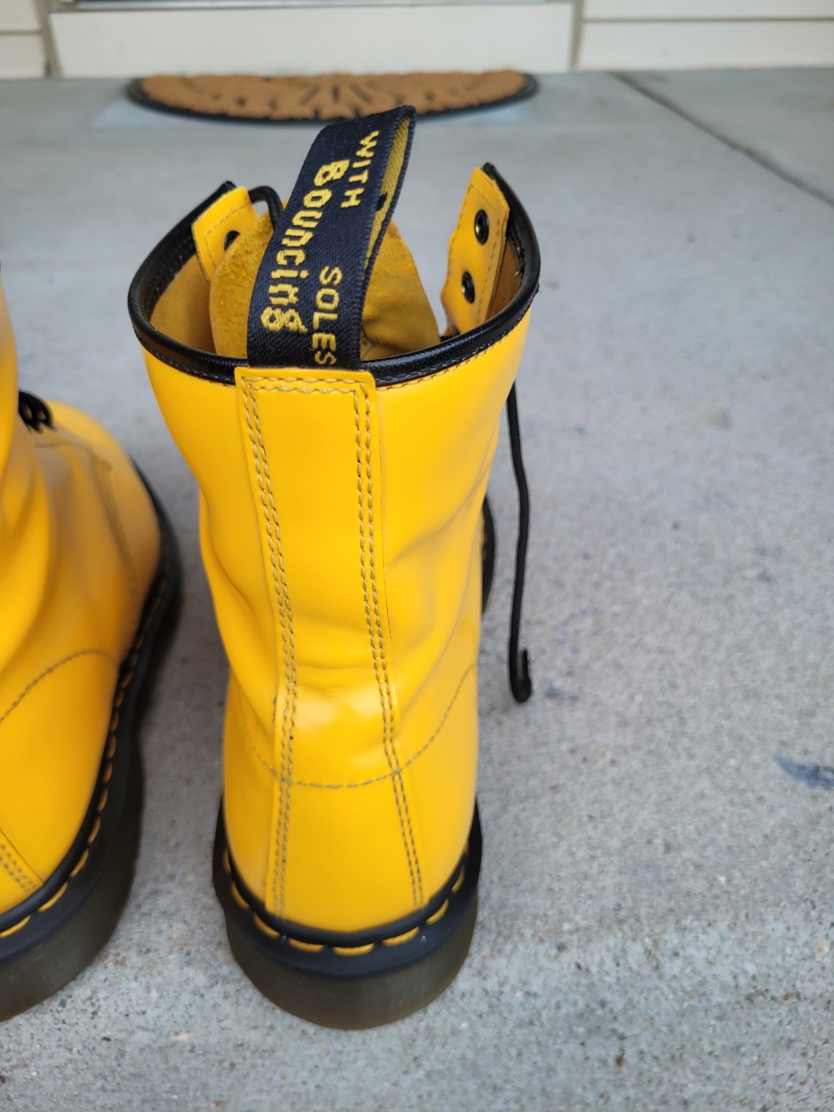 Yellow Dr. Martens 1460 Boots. U.S. Men’s 11. Women’s 12. U.K. 10. Docs.