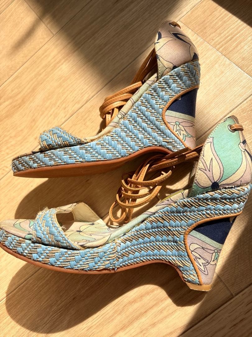 EMILIO PUCCI sandals blue heel lace-up wedge sole Summer resort-inspired fashion