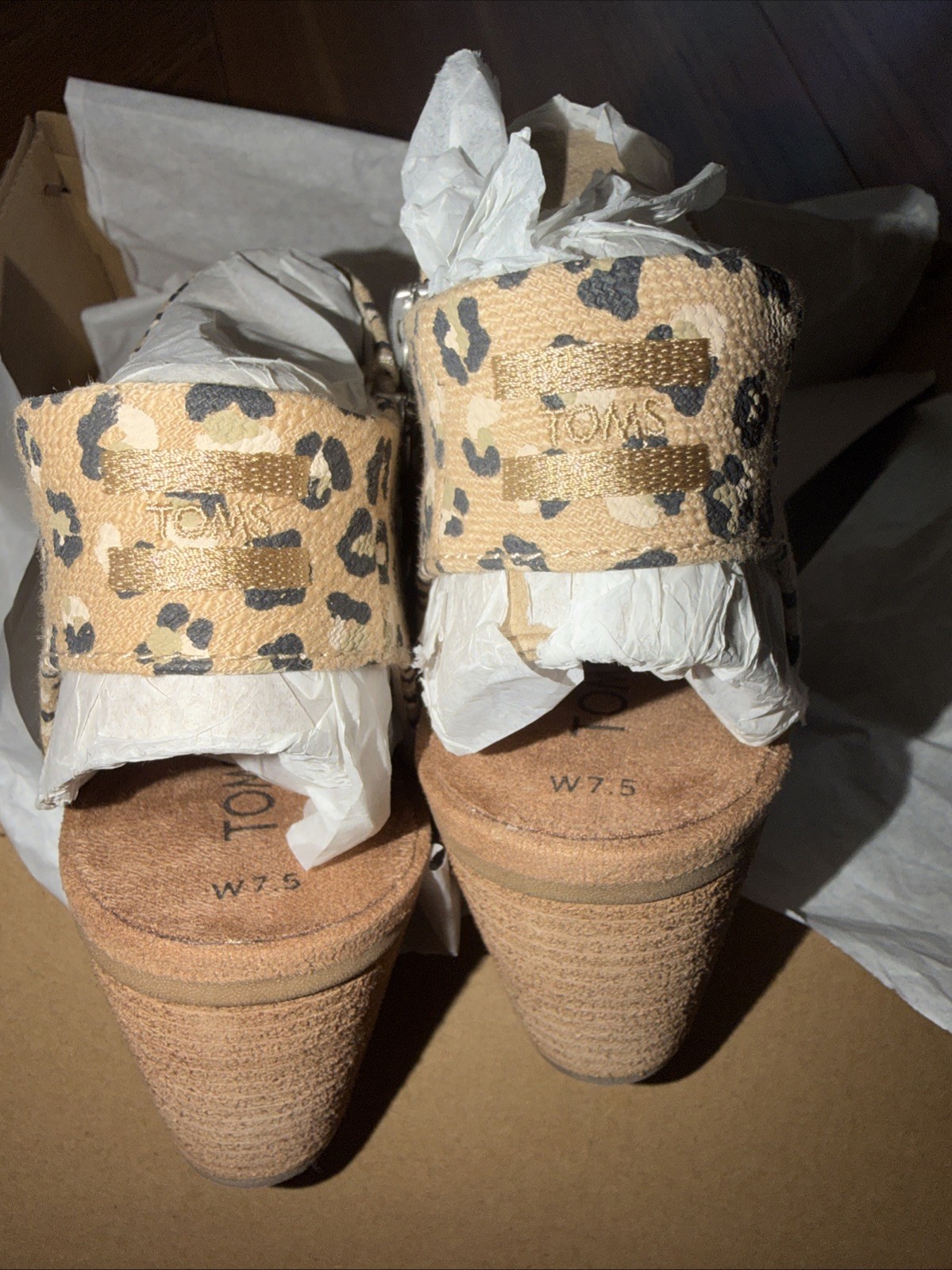 TOMS Majorca Cutout Women’s Size 7.5 W Cheetah Slip On Open Toe Heeled Sandal