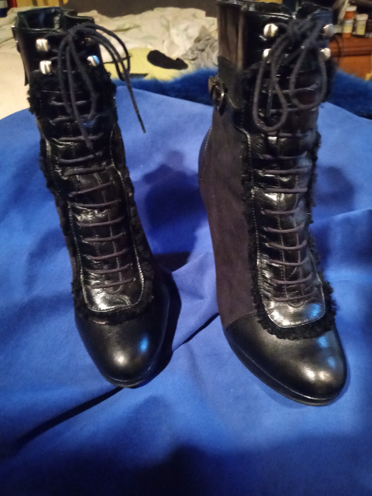 L.K. Bennett Gorgeous Butter Soft Suede Leather Boots Heels Black Must See! US 7