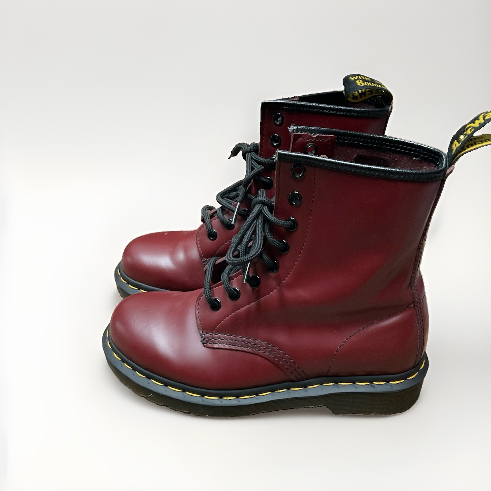 Dr. Martens Burgundy Leather Lace-Up Ankle Combat Boots Round Toe US 5 UK 4