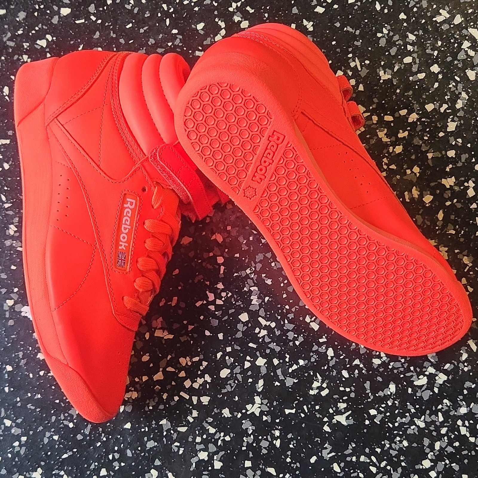 Reebok Freestyle Orange Flare W Women’s Leather Lace-Up Mid Top Sneakers GW7171