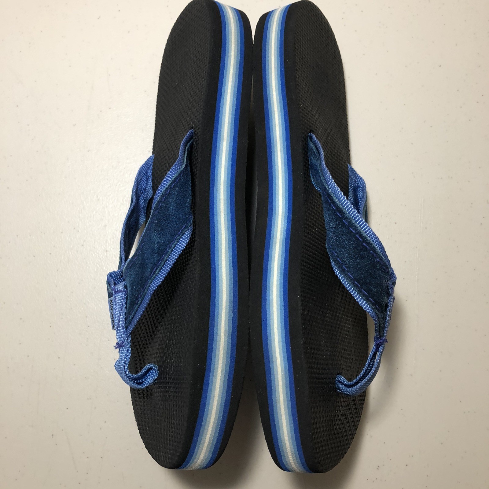 Kinsman 70’s 80’s Thongs Flip Flops Sandals Women’s M (~8.5) Blue Layered Foam
