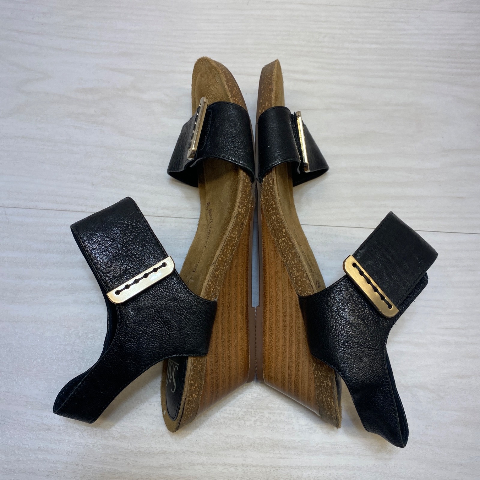 Sofft Women’s Verdi Black Wedge Sandals Size 9M