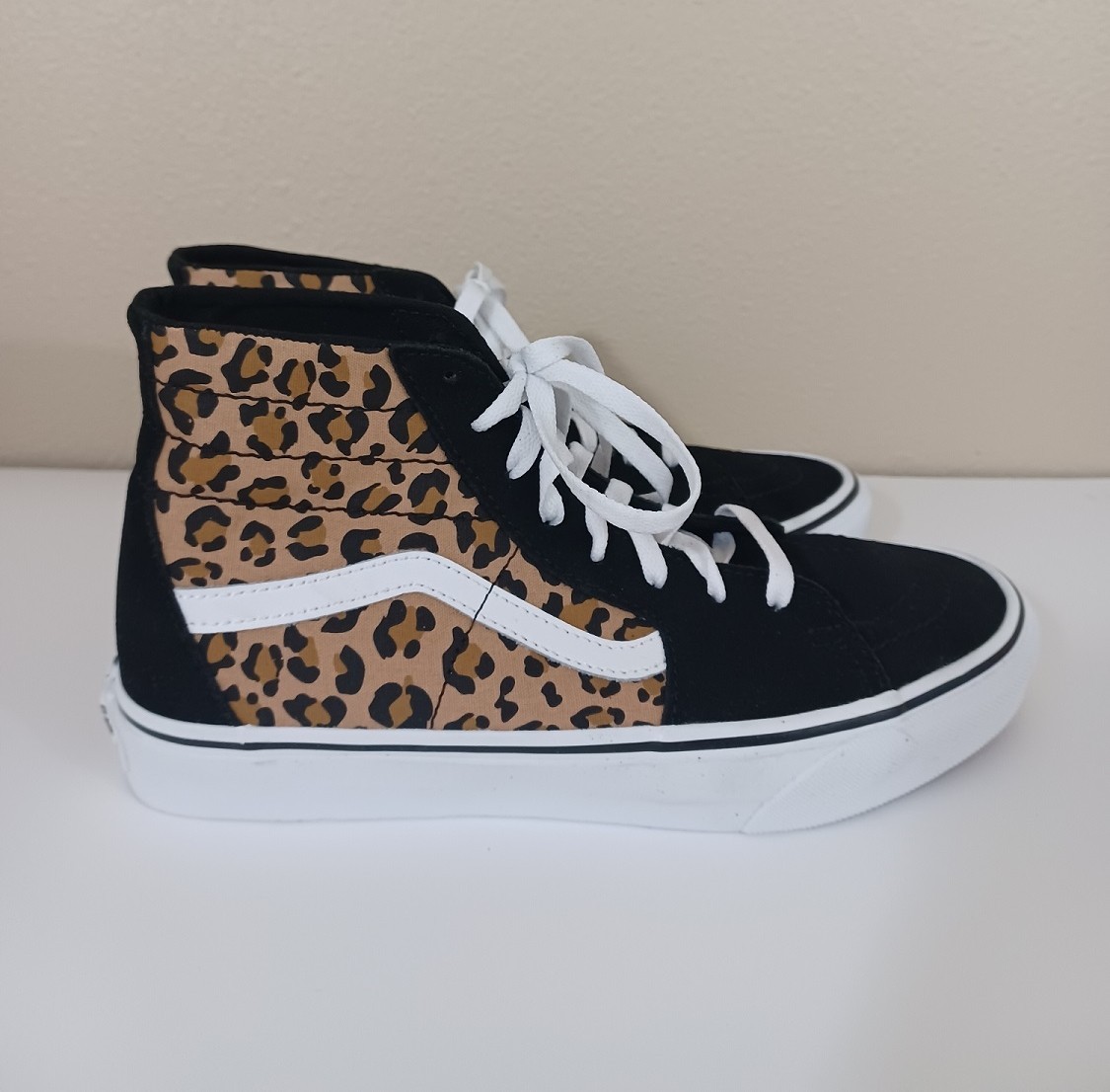 New Vans Leopard Animalier Black Sk8-Hi Top Shoes Sneakers Women 10.5 / Mens 9