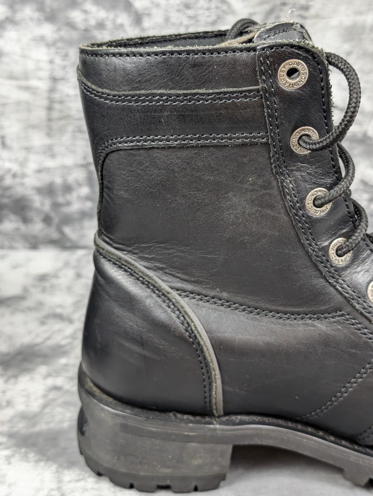 Harley Davidson Motorcycle Boots W 8.5 Leather 88352 Skull Peg Bar Heel Bolt