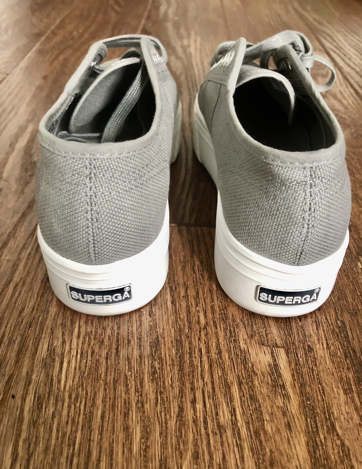 SUPERGA 2750 Gray Sage Canvas Platform Sneakers US 6 NEW