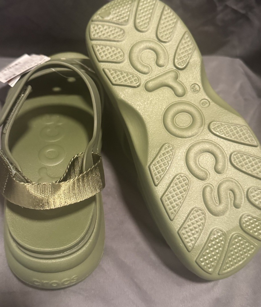 Crocs Women’s Soho Y Strap Platform Sandals Army Green Size 6 211755-309