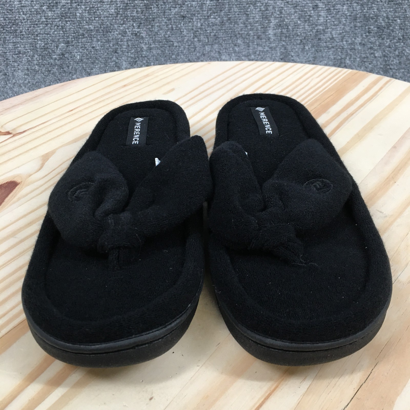 Merence Slippers Womens 7-8 Thong Toe-Post Comfort Casual Low Top Black NEW
