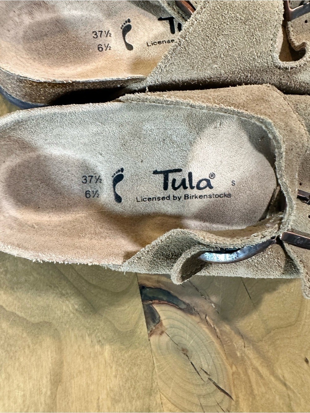 Tula by Birkenstock Taupe Suede Double Strap Sandals Size 6.5 ( 37.5)