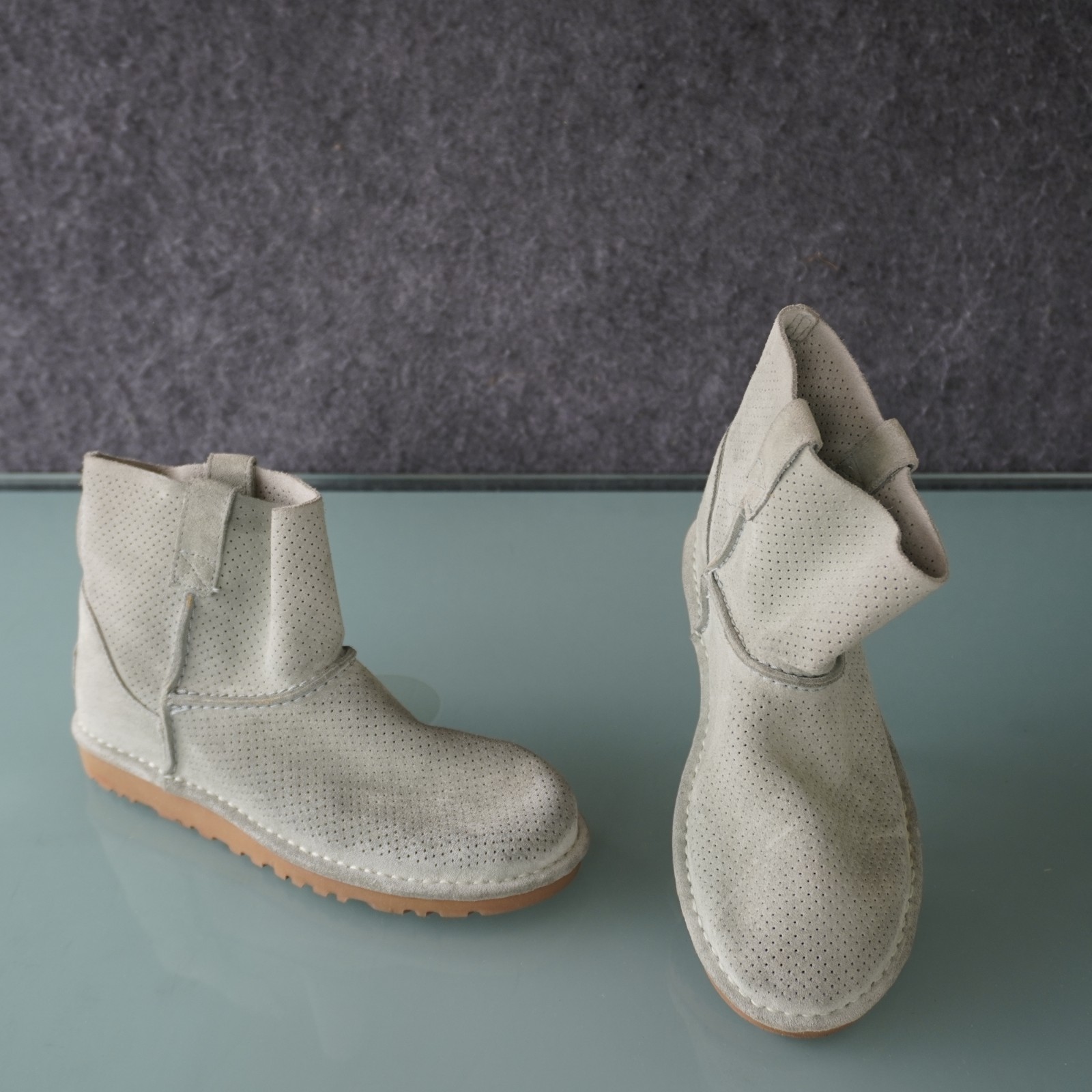 UGG Classic Unlined Mini Perf Boots SuedeGray Perforated Ankle Bootie Size 6 37
