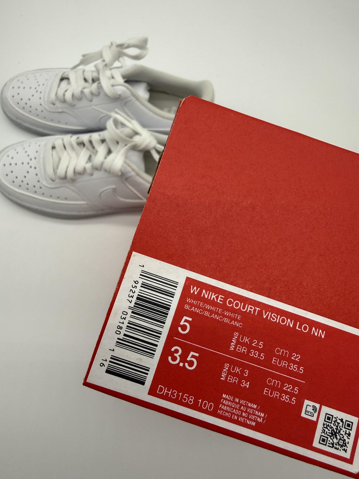 New Nike Court Vision Lo NN Shoes Women’s Size 5 White Sneakers DH3158 100