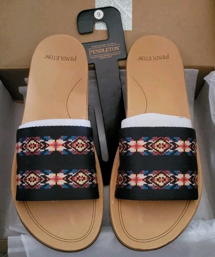 Pendleton Carico Lake Woven Sandals Slide Granola Southwestern Black SZ 9 NIB