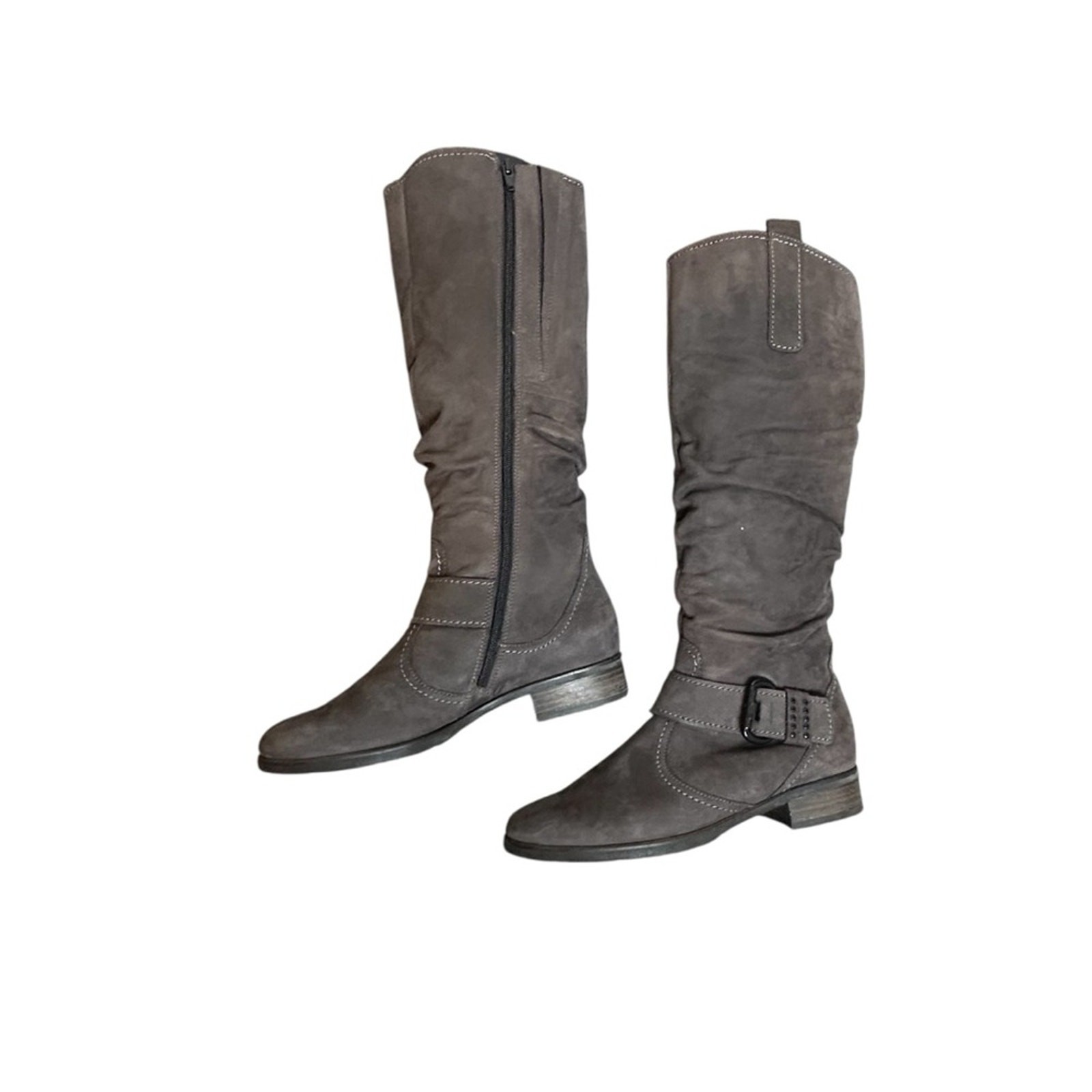 Gabor Nubuk Soft Tall Boots Grey (Brown) SZ 7.5 German Design Made in Portugal
