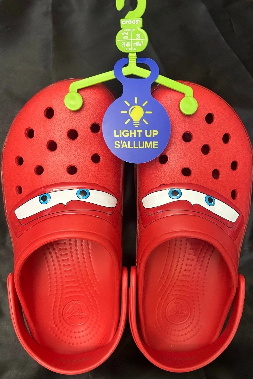 RARE Disney Pixar Cars Lightning McQueen Light-Up Crocs Adult W9 NWT