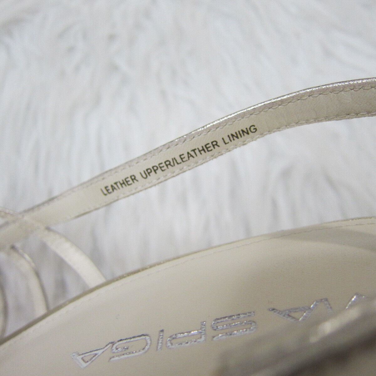 Via Spiga Strappy Metallic White Gold Sandals Heels Size 10.5 M