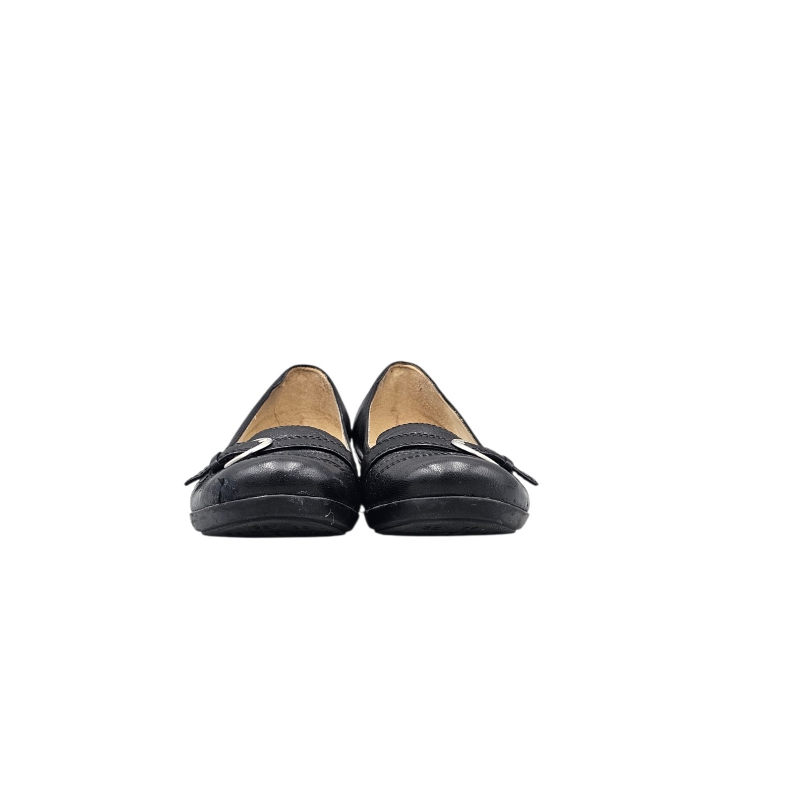 Naturalizer Women’s Size 10 N VGC Narrow Loran Black Leather Buckle Wedges Flats