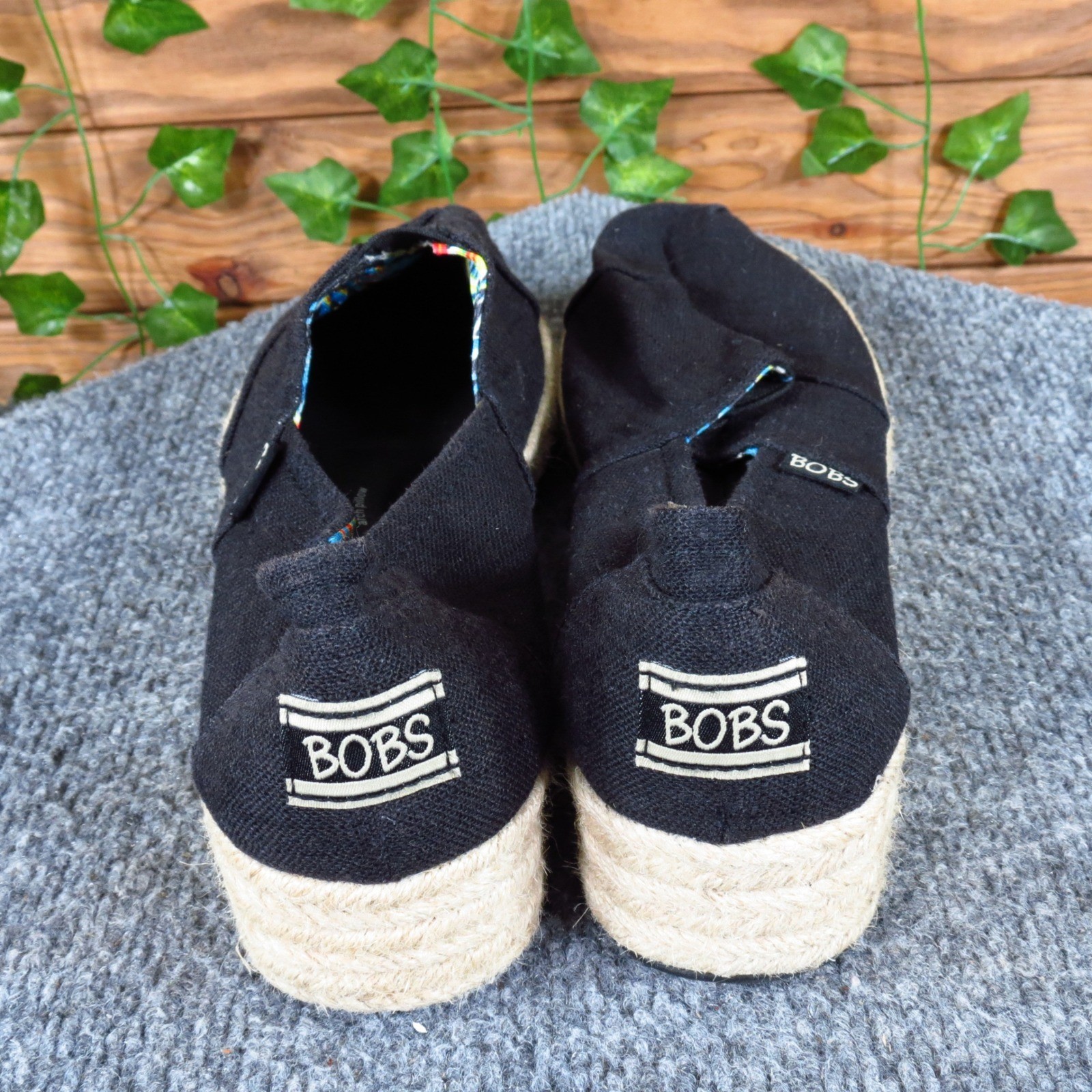 BOBS Highlights High Jinx Women Casual Espadrille Size 8 Daily Wear Black Fabric