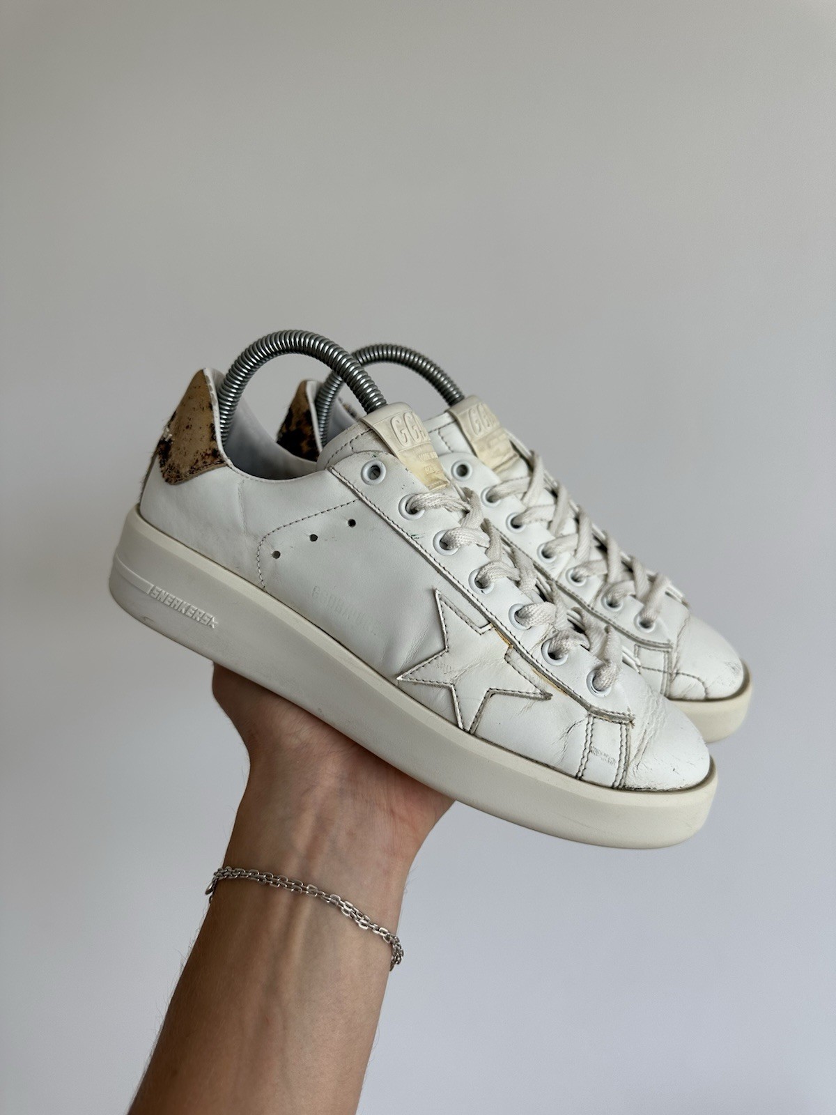 Luxury Golden Goose Pure Star White Leather Low Top Sneakers Women’s Size 38