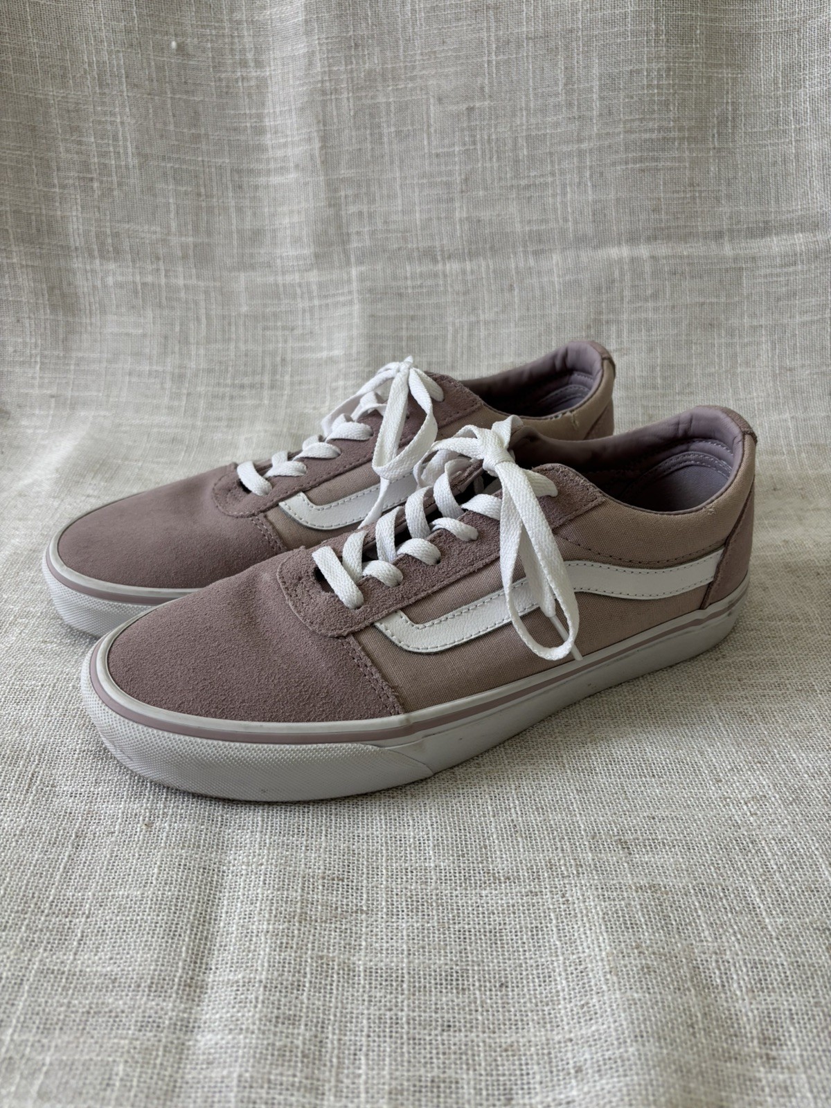 Vans Old Skool Suede & Canvas Low Top Sneakers Pink White 9