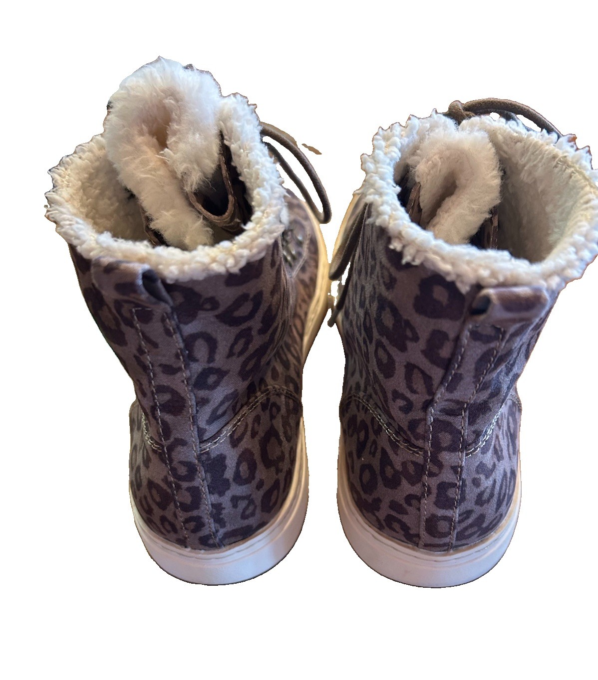 Billabong Womens Sz 9 Take a Hike Leopard Print Fashion Boots Sherpa Hiking
