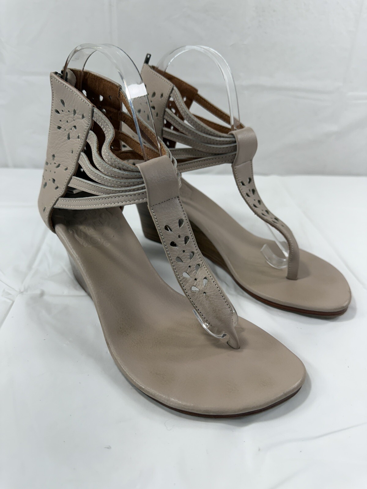bali ELF Leather Bora Bora Rear Zip Handmade Wedge Sandal Size 8 thong