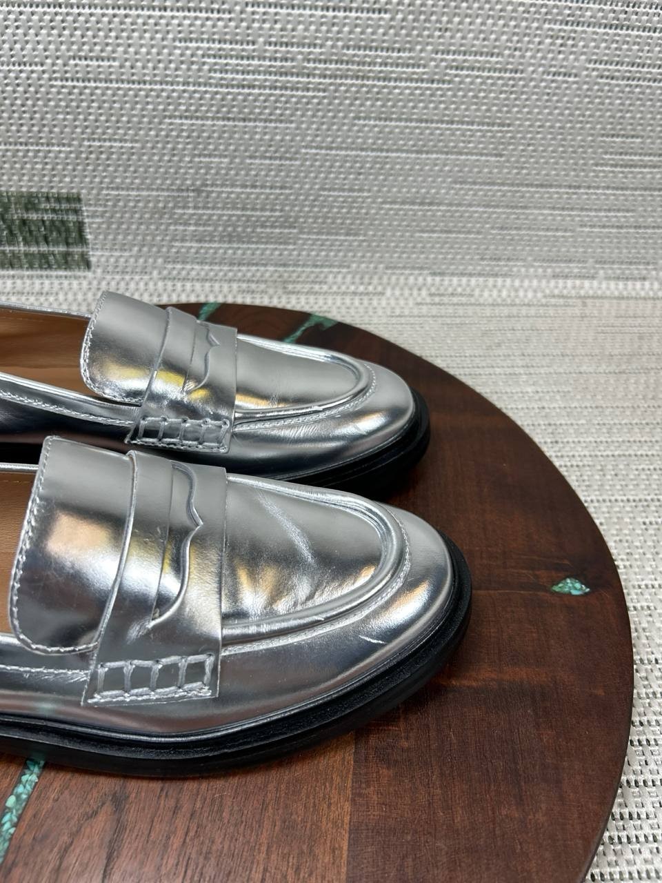 Madewell Shoes Womens Size 6 The Vernon Loafer Silver Specchio Leather Slip On