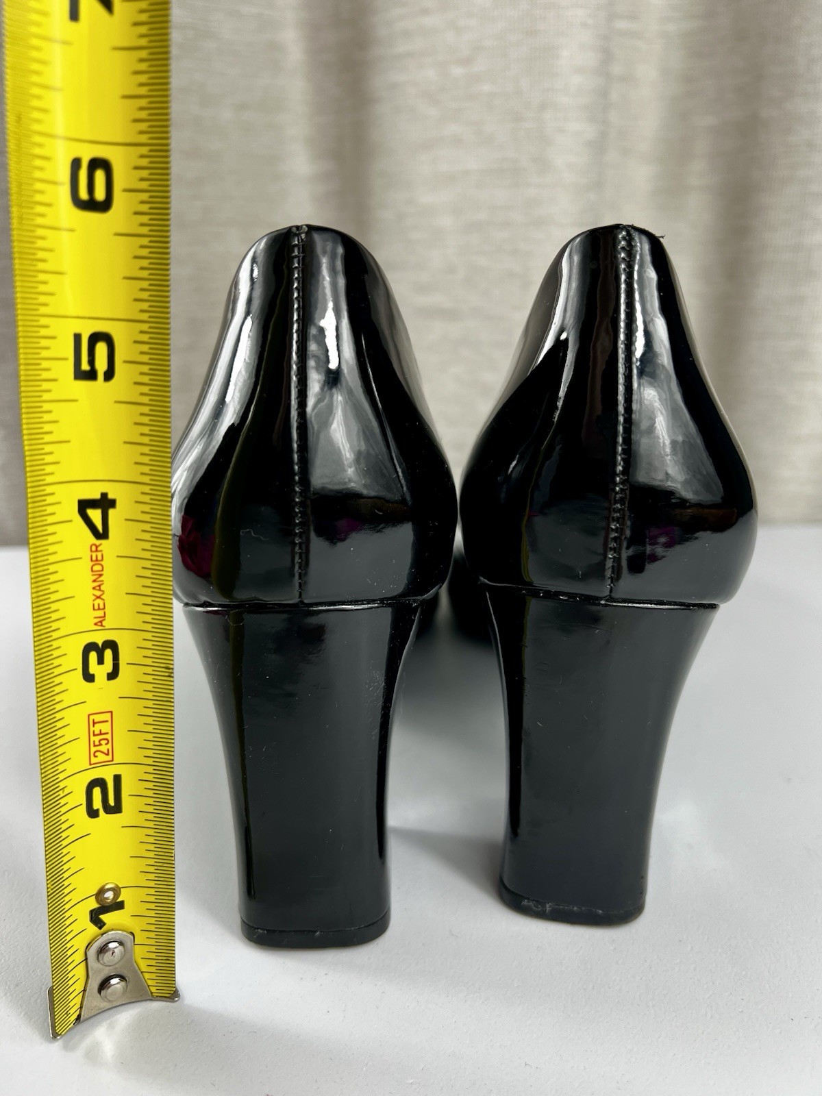 14th & Union Black Patent Leather Pumps Heels, Pointed Toe, Cube Heel Size 9 M