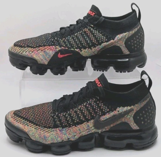 Nike Air VaporMax Flyknit 2 Black Multicolor Women’s Shoes Size 8 EXCELLENT