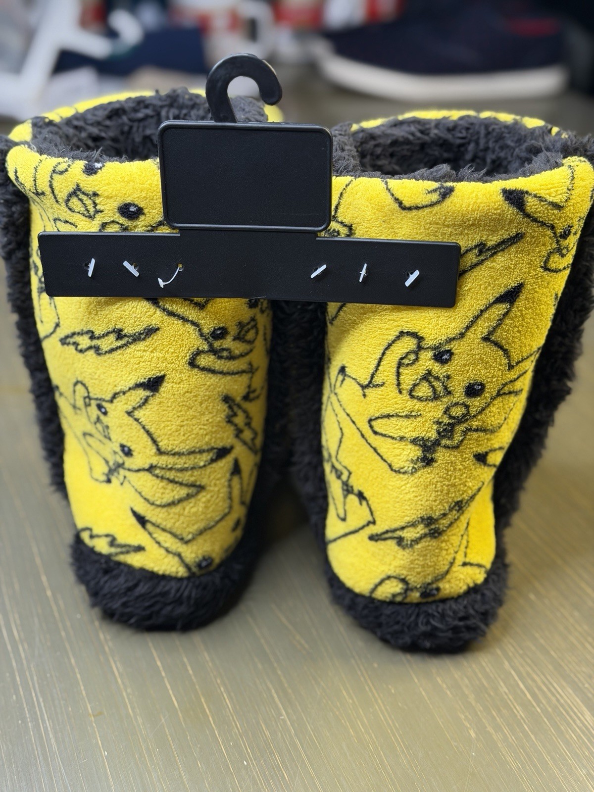 Pokemon Pikachu Plush Slipper Boots BioWorld Yellow Black Size M NWT Cozy